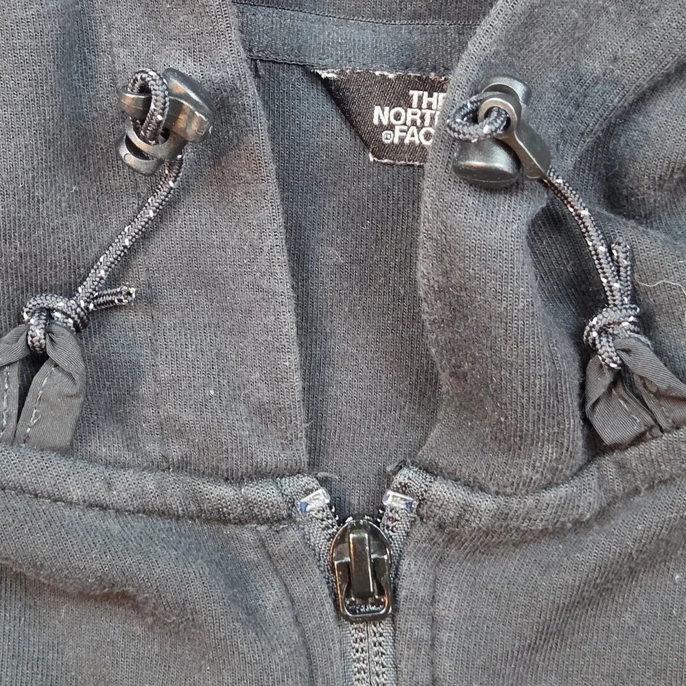 The North Face Full Zip Hoodie Mens L Athletic Logo Drawstring Pockets Black